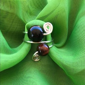 Hand made - Tiger Eye and Onyx Quartz Ring